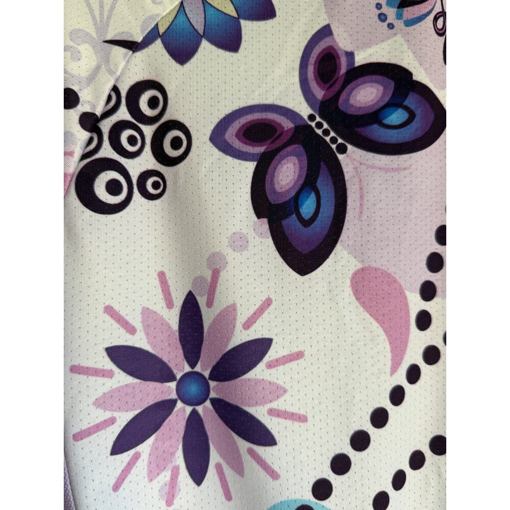 Xingrass Women’s M Cycling Jersey Purple Floral Butterfly Full Zip - Picture 8 of 11